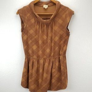 Anthropologie Cowl Windowpane Peplum Top